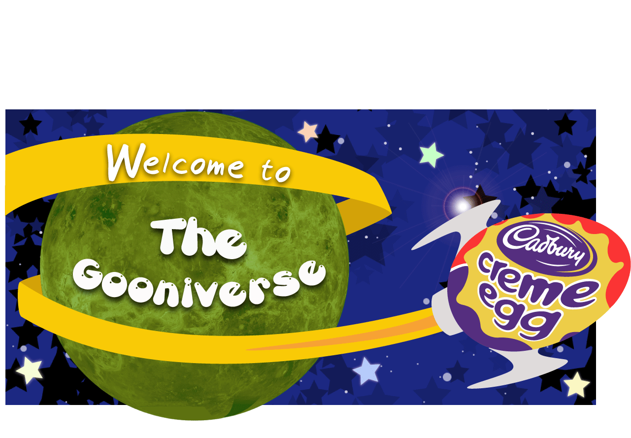 Welcome to the Gooniverse with Creme Egg Spaceship