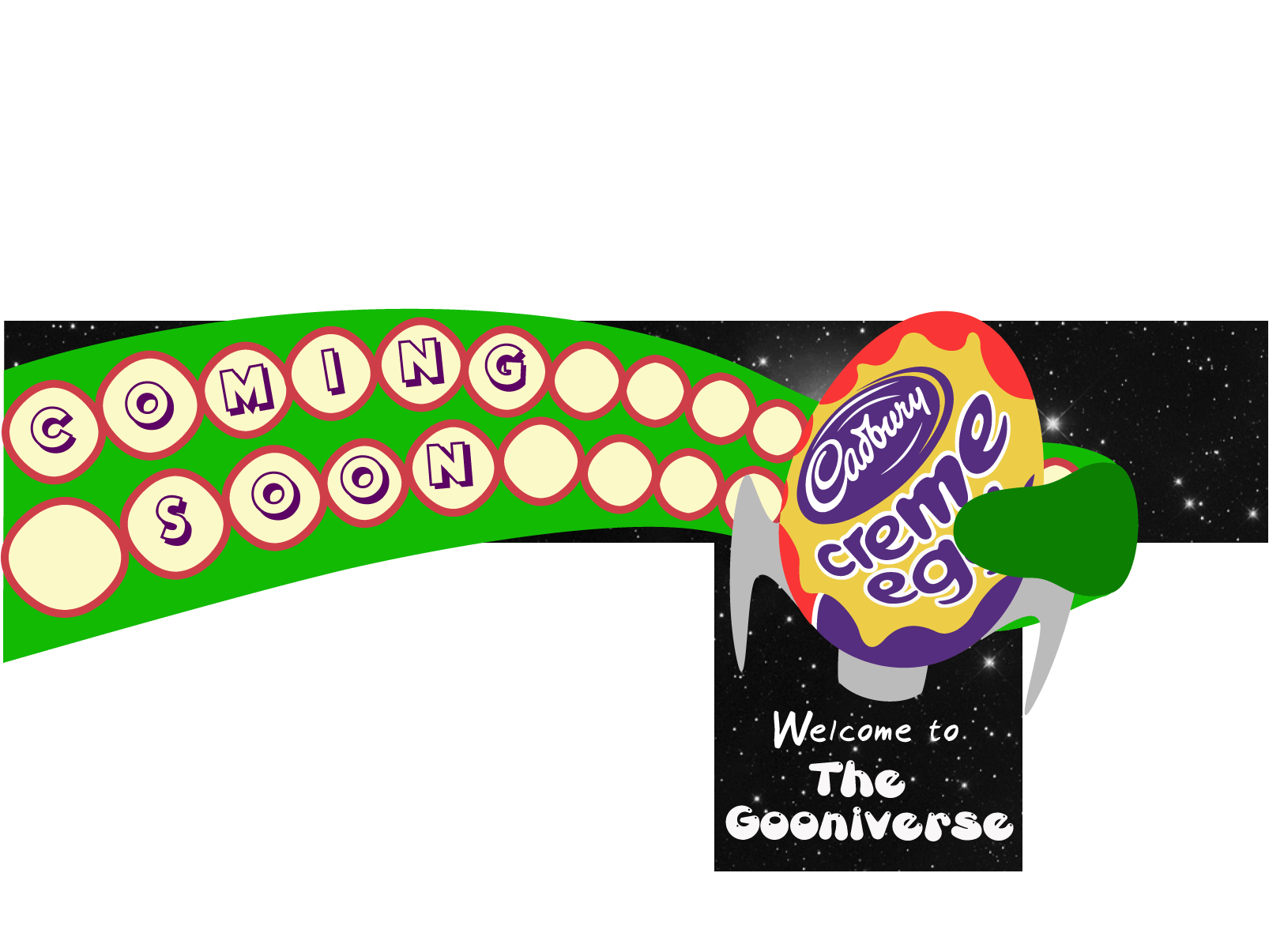Bus T-Side poster with tentacle grabbing Creme Egg spaceship